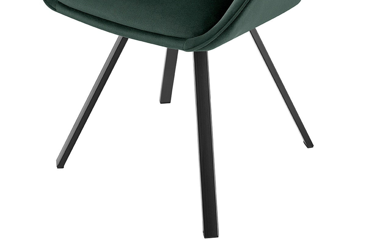 Set of 2 Shangri-La Monaco Velvet Swivel Dining Chairs (Green/Black)