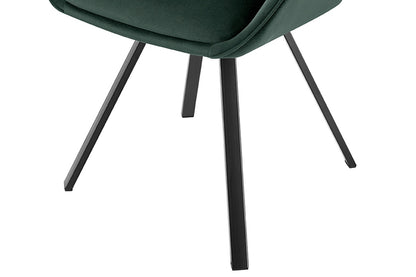 Set of 2 Shangri-La Monaco Velvet Swivel Dining Chairs (Green/Black)