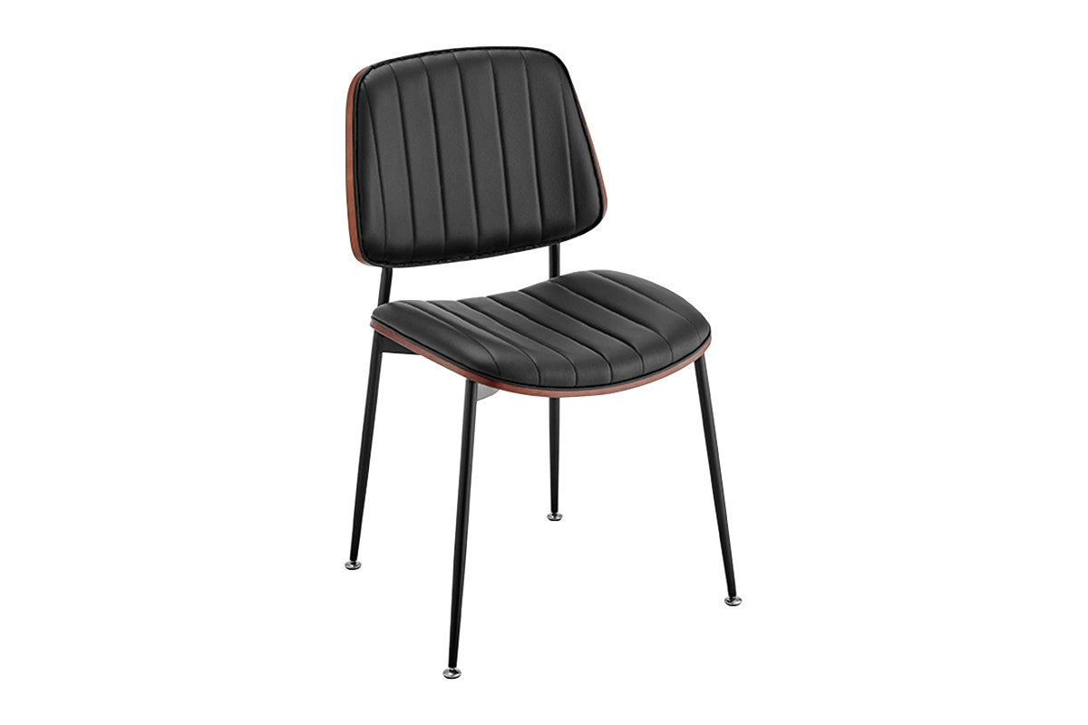 Set of 2 Shangri-La Moore Faux Leather Dining Chairs (Black)