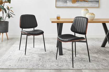 Set of 2 Shangri-La Moore Faux Leather Dining Chairs (Black)