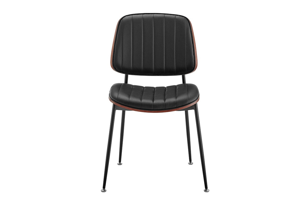 Set of 2 Shangri-La Moore Faux Leather Dining Chairs (Black)