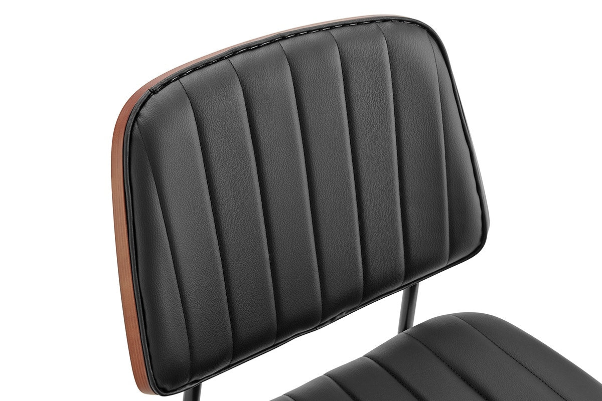 Set of 2 Shangri-La Moore Faux Leather Dining Chairs (Black)