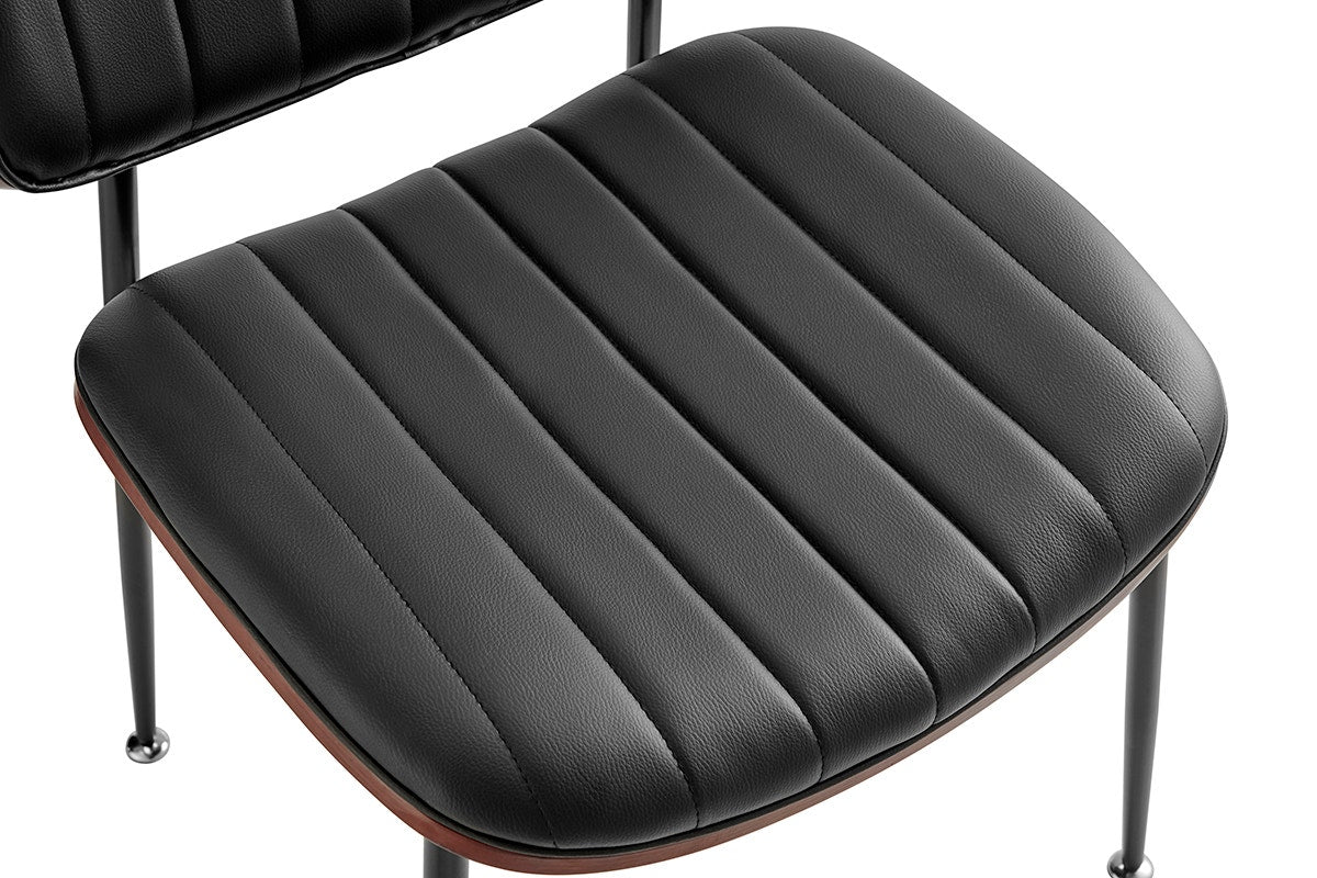 Set of 2 Shangri-La Moore Faux Leather Dining Chairs (Black)