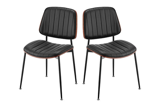 Set of 2 Shangri-La Moore Faux Leather Dining Chairs (Black)