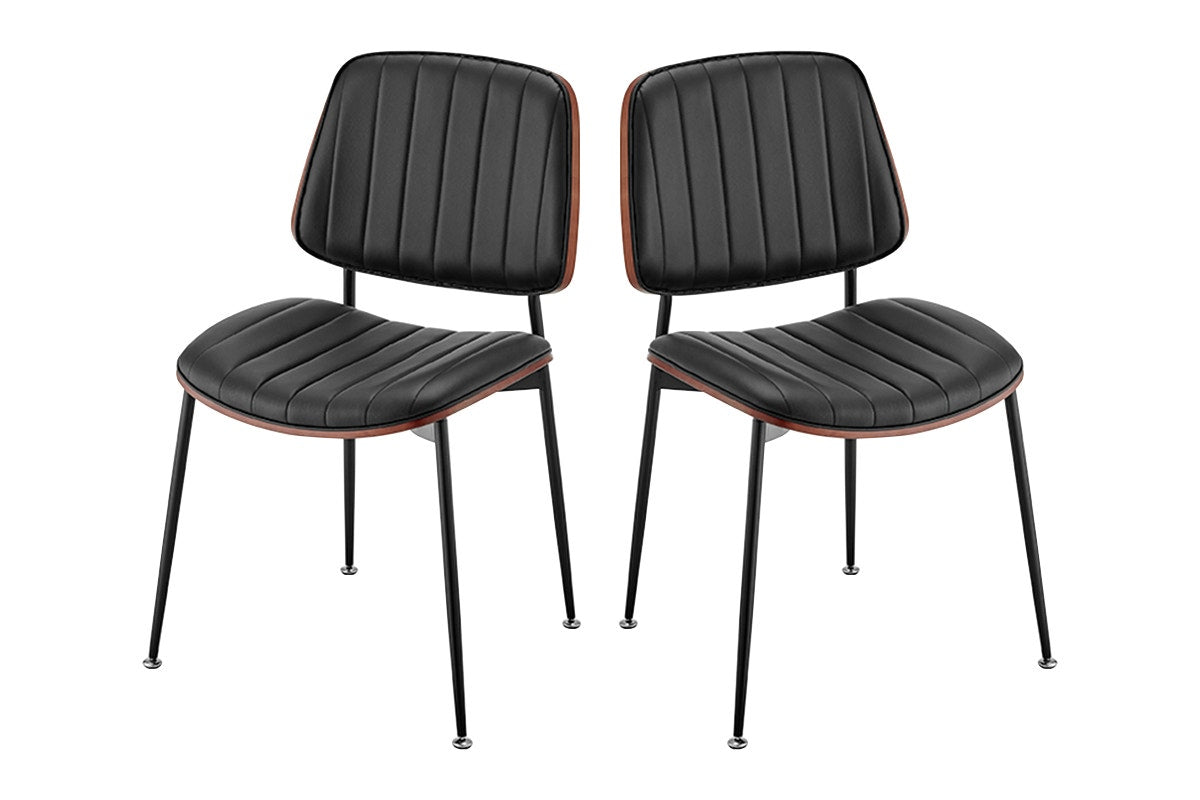 Set of 2 Shangri-La Moore Faux Leather Dining Chairs (Black)