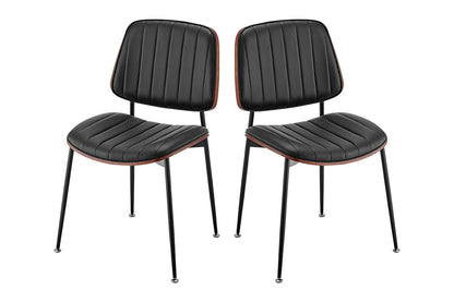Set of 2 Shangri-La Moore Faux Leather Dining Chairs (Black)