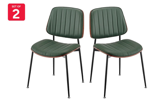 Set of 2 Shangri-La Moore Faux Leather Dining Chairs (Green) - Auzzistore