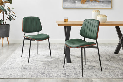Set of 2 Shangri-La Moore Faux Leather Dining Chairs (Green)