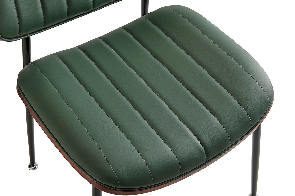 Set of 2 Shangri-La Moore Faux Leather Dining Chairs (Green)