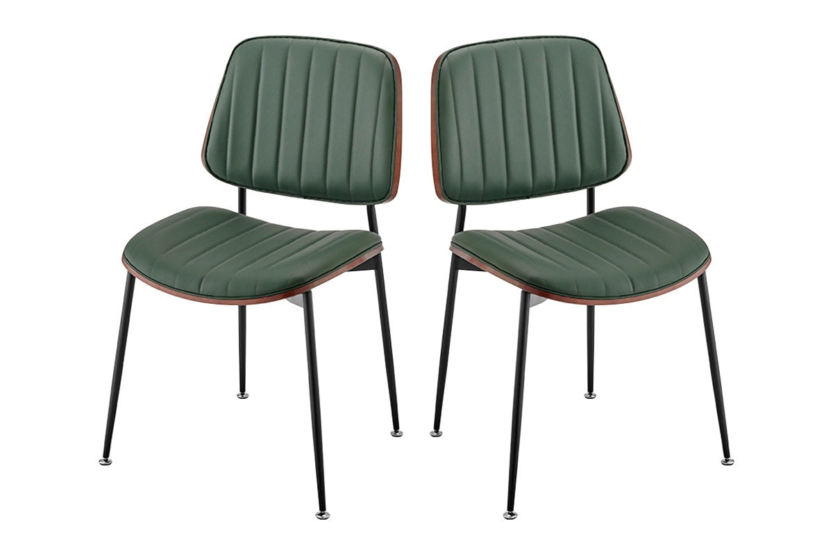 Set of 2 Shangri-La Moore Faux Leather Dining Chairs (Green)