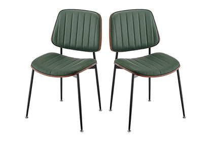 Set of 2 Shangri-La Moore Faux Leather Dining Chairs (Green)
