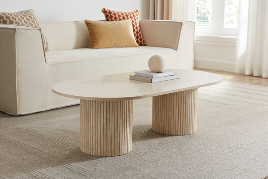 Shangri-La Noosa Travertine-Look Coffee Table (Natural) - Auzzistore