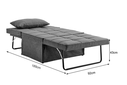 Shangri-La Ontario Ottoman Sofa Bed - Charcoal