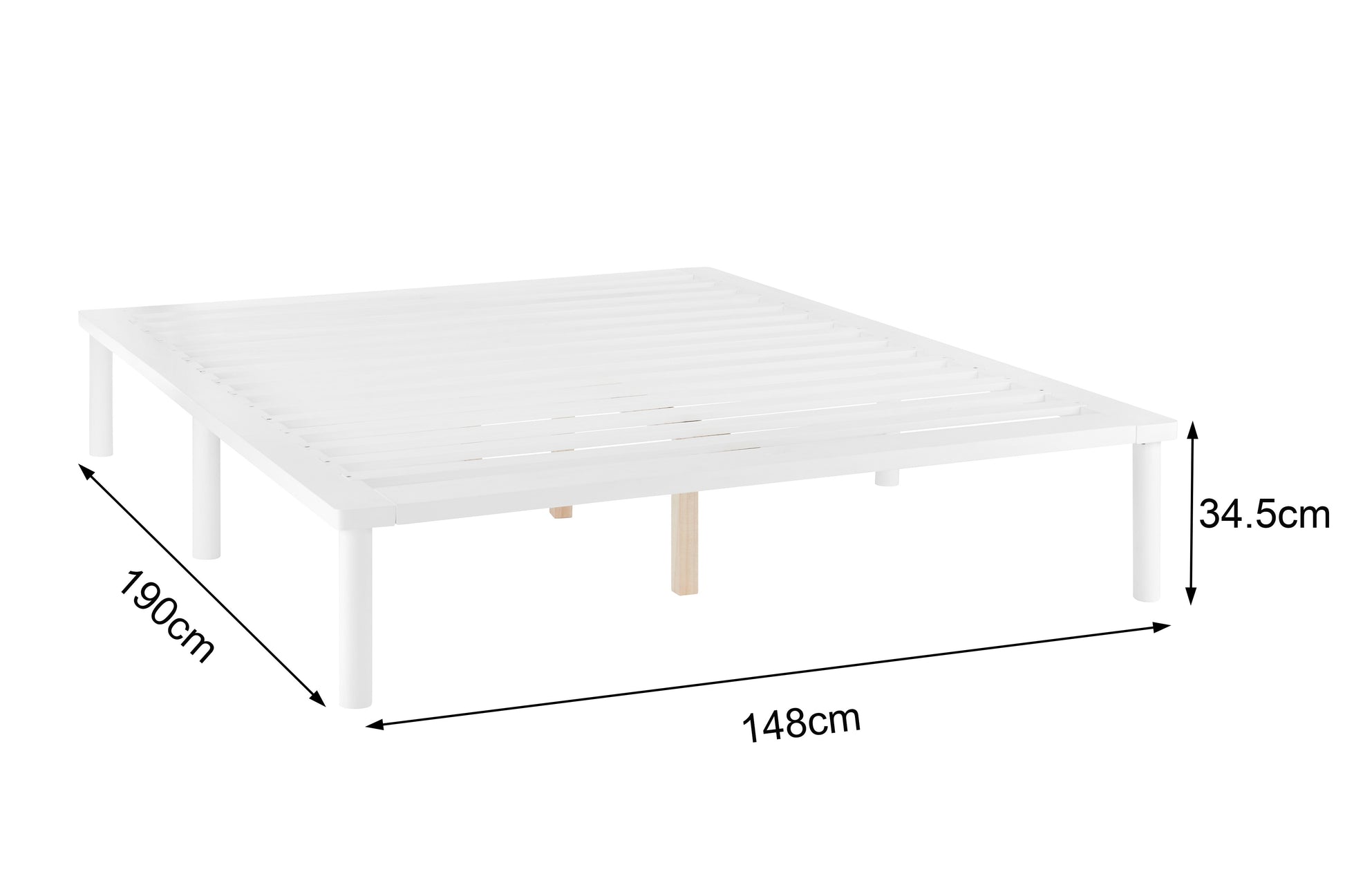 Shangri-La Orlando Wood Bed Frame (White, Double)