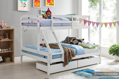 Shangri-La Pasadena Single Over Double Bunk Bed (White)