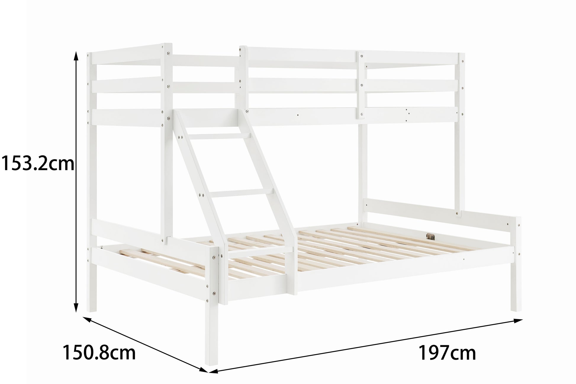 Shangri-La Pasadena Single Over Double Bunk Bed (White)