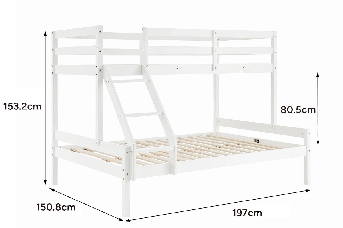 Shangri-La Pasadena Single Over Double Bunk Bed (White)