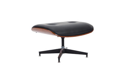 Shangri-La Eames Replica Leather Lounge Chair and Ottoman - Black PU/Walnut