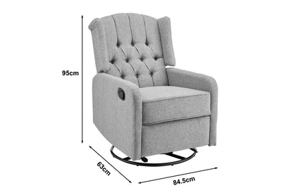 Shangri-La Seattle Swivel Recliner Chair (Light Grey)