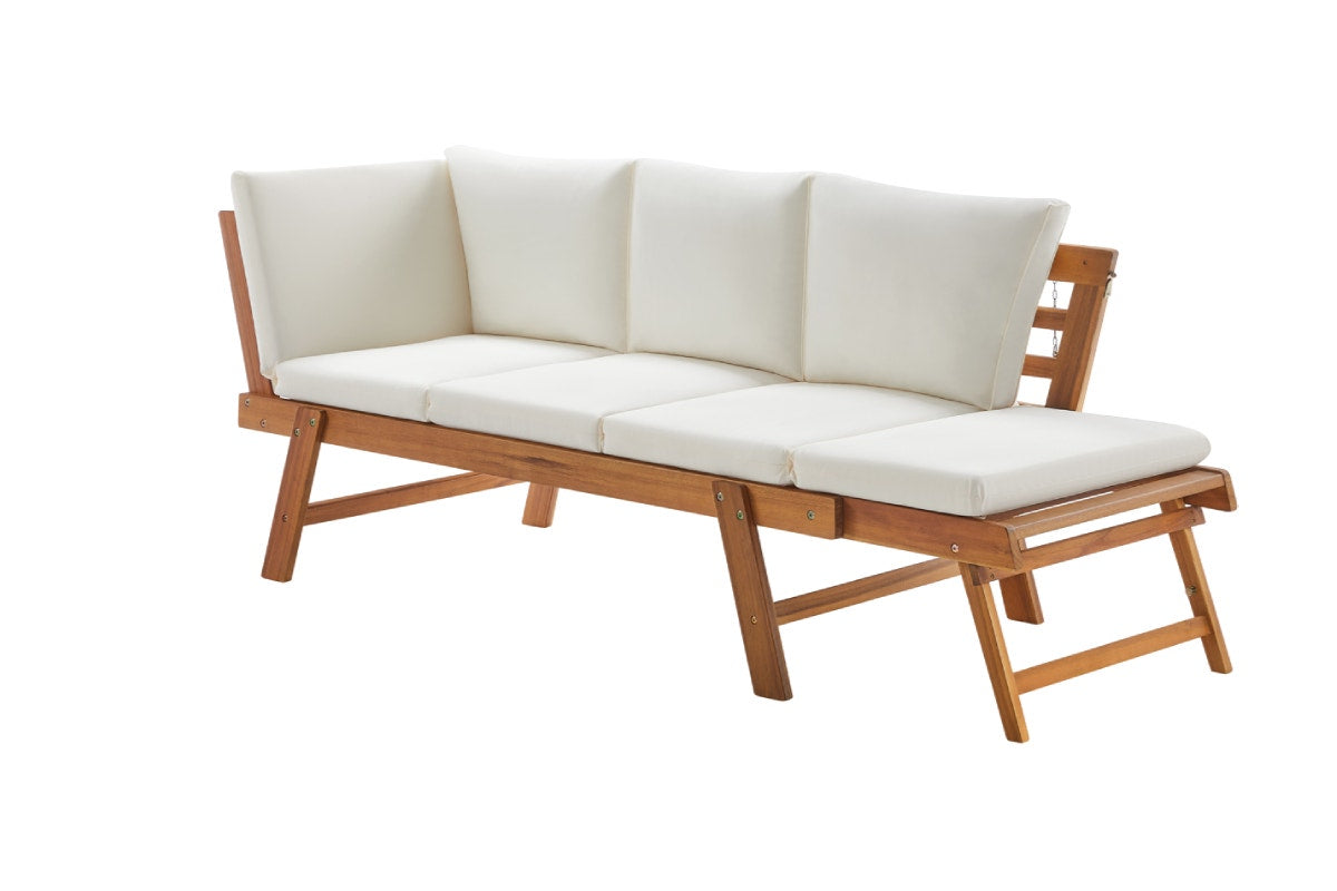 Shangri-La Sienna Cushion Acacia Sofa Bed (Teak Cream)