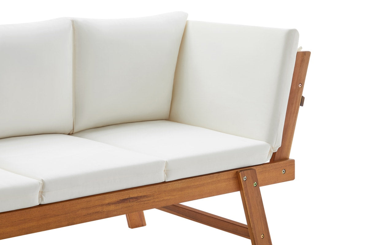 Shangri-La Sienna Cushion Acacia Sofa Bed (Teak Cream)