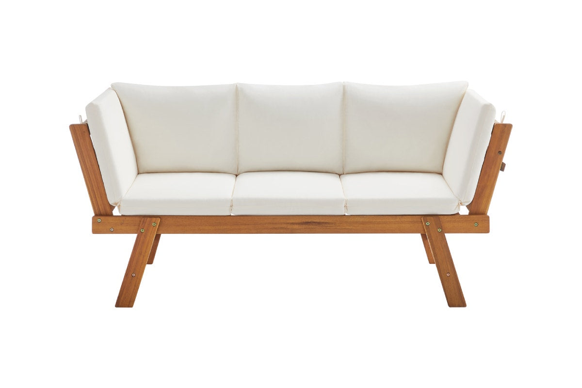 Shangri-La Sienna Cushion Acacia Sofa Bed (Teak Cream)