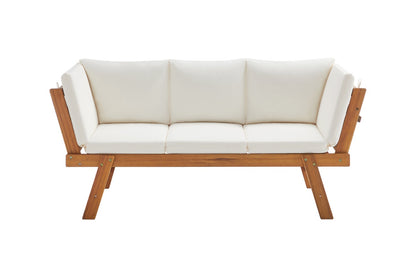 Shangri-La Sienna Cushion Acacia Sofa Bed (Teak Cream)