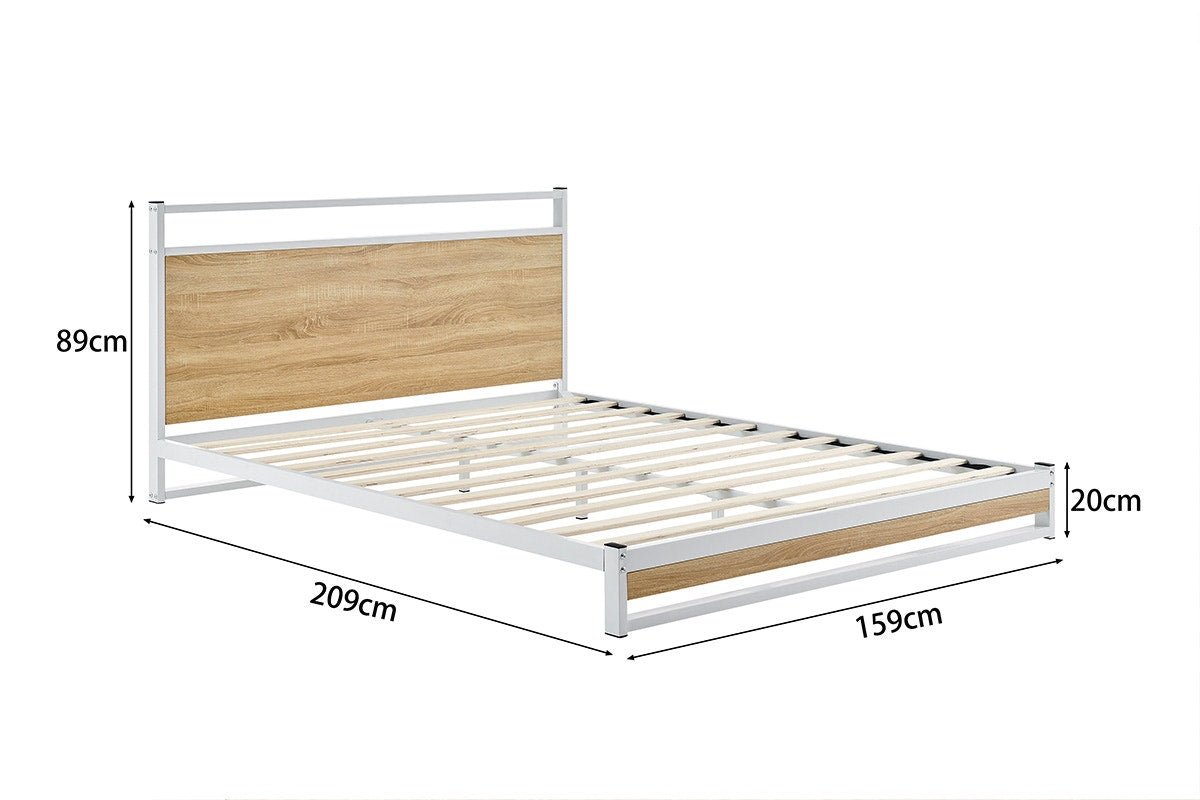 Shangri-La Skye Metal and Wood Bed Frame (Oak, Queen)