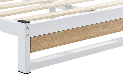 Shangri-La Skye Metal and Wood Bed Frame (Oak, Queen)