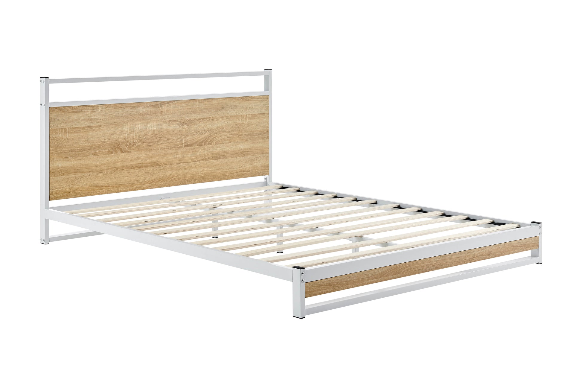 Shangri-La Skye Metal and Wood Bed Frame (Oak, Queen)