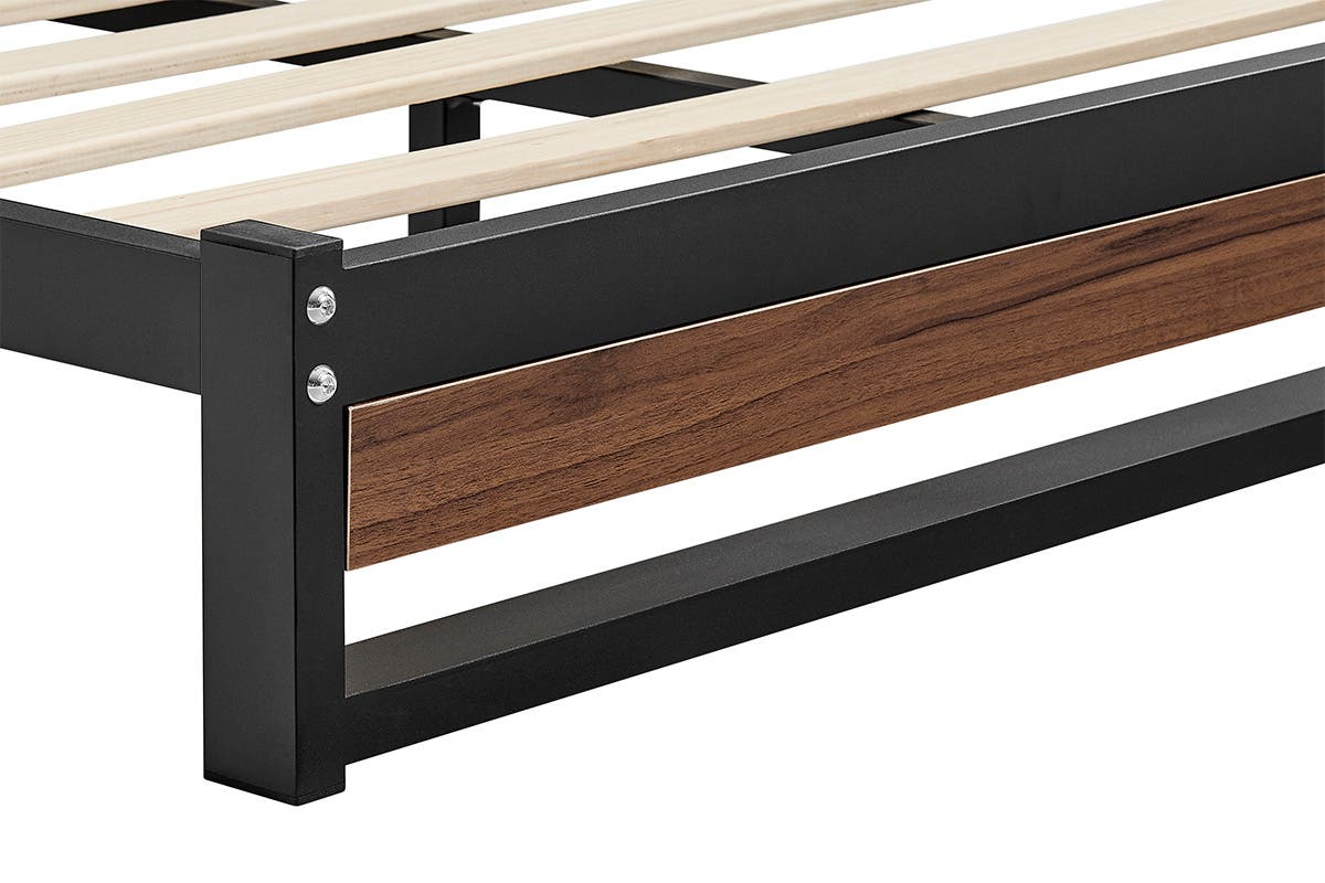 Shangri-La Skye Metal and Wood Bed (Walnut; Double)