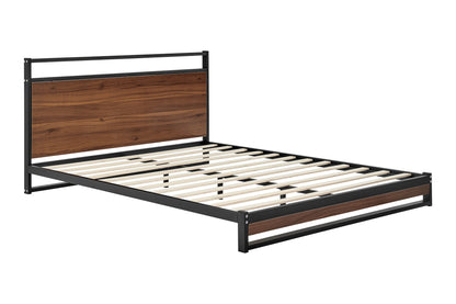 Shangri-La Skye Metal and Wood Bed (Walnut; Double)