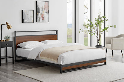 Shangri-La Skye Metal and Wood Bed (Walnut, Queen)