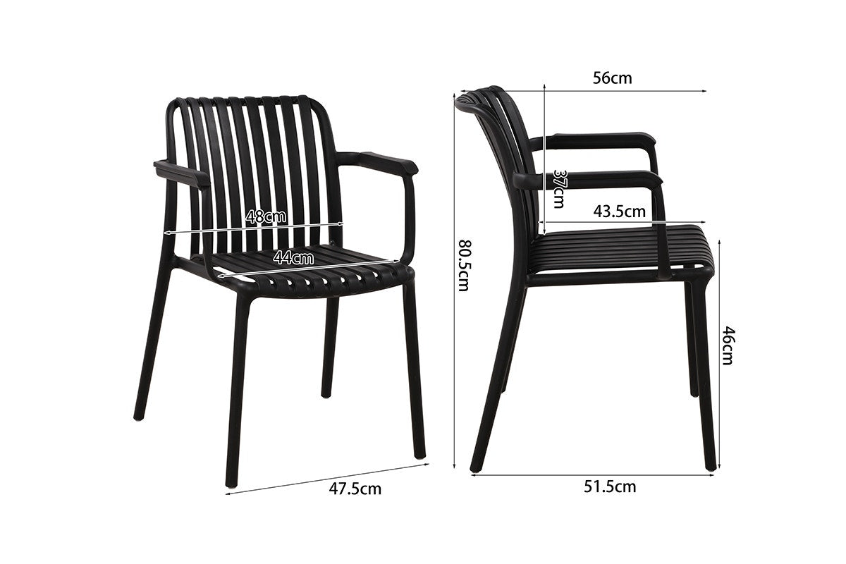 Set of 2 Shangri-La San Lucas Dining Armchairs (Black)