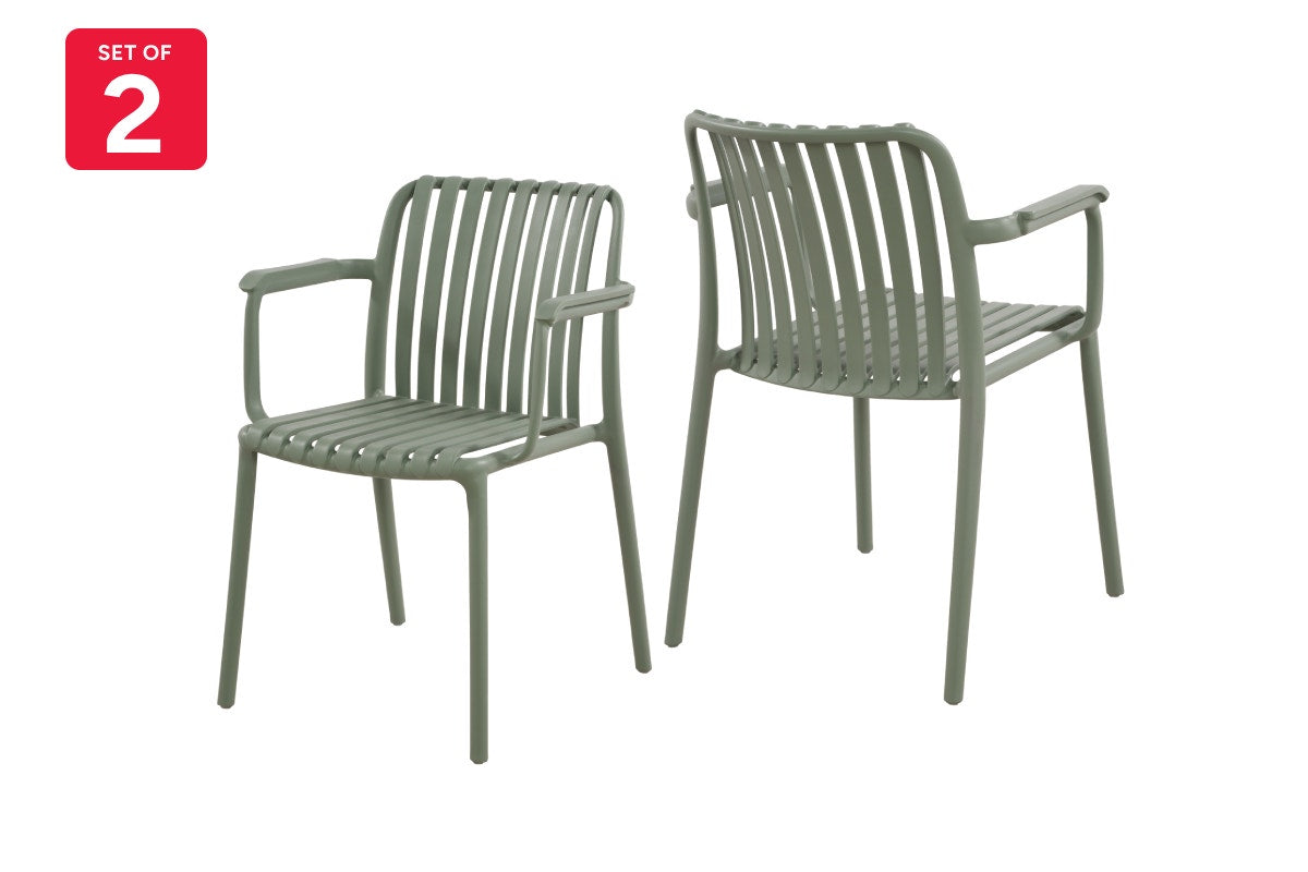 Set of 2 Shangri-La San Lucas Dining Armchairs (Green)