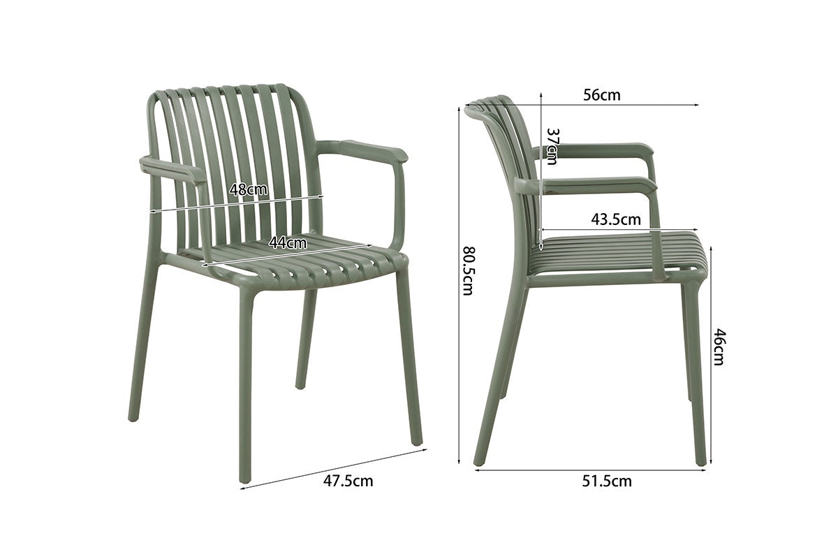 Set of 2 Shangri-La San Lucas Dining Armchairs (Green)