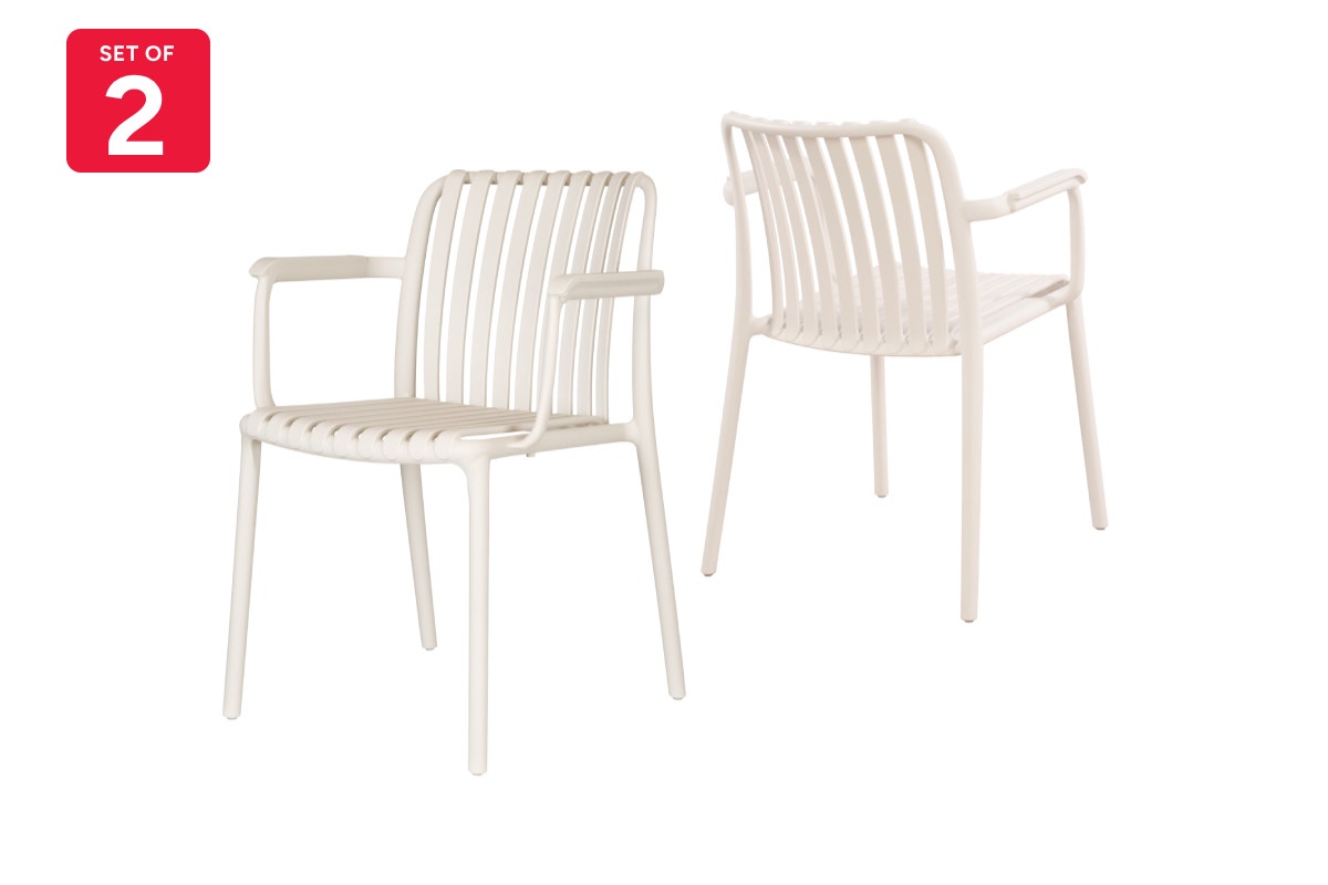Set of 2 Shangri-La San Lucas Dining Armchairs (Off White)