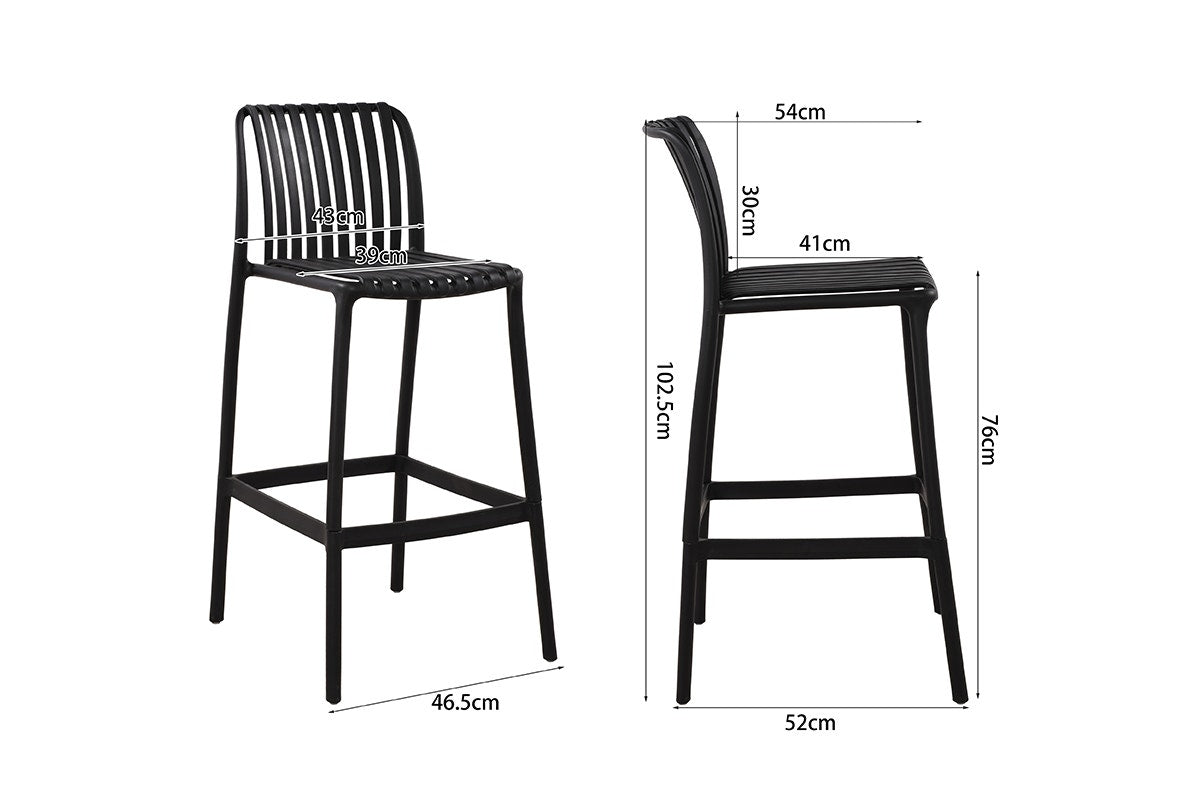 Shangri-La Set of 2 San Lucas Bar Stool (Black)