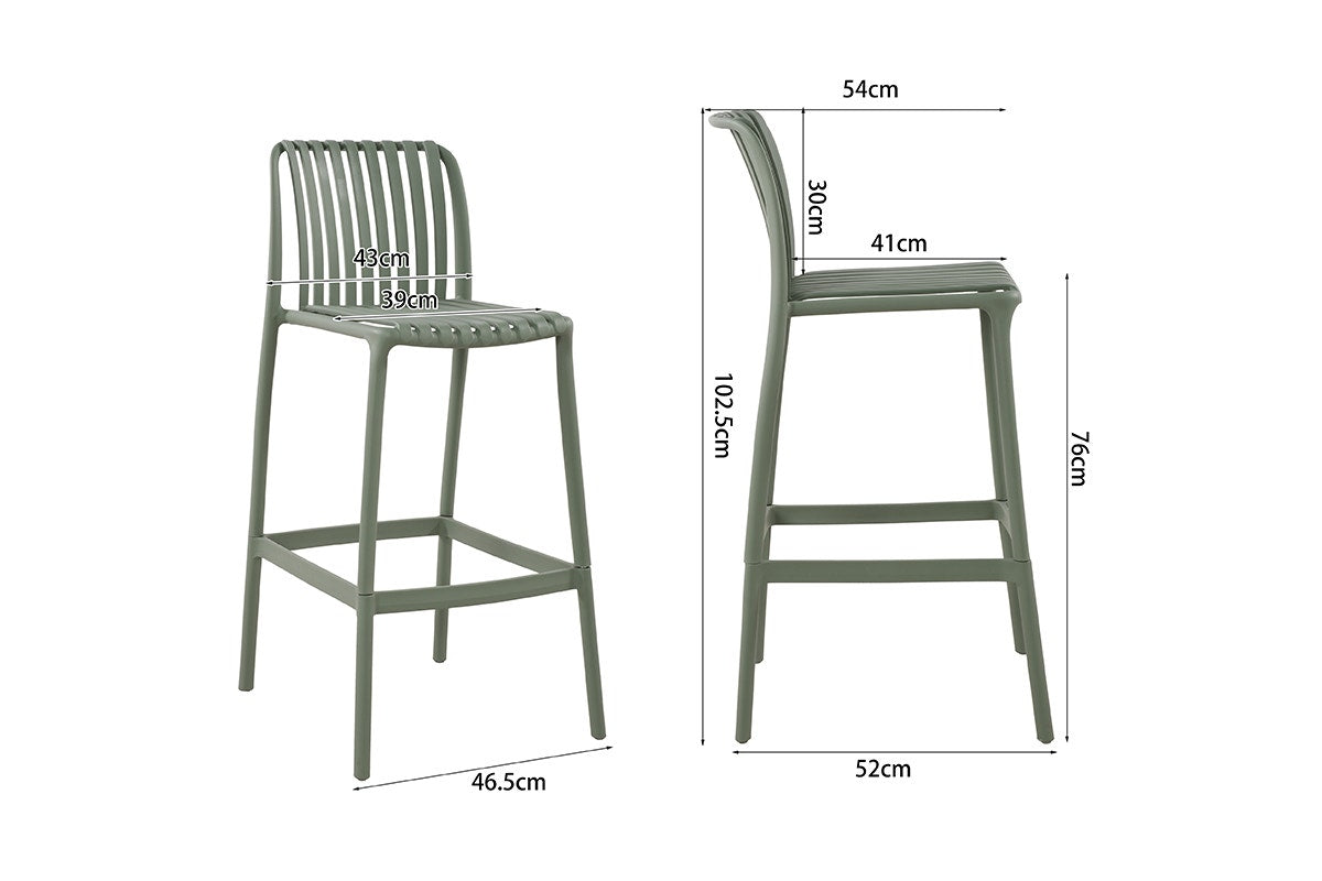 Shangri-La Set of 2 San Lucas Bar Stool (Green)