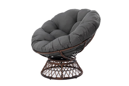 Shangri-La Papasan Swivel Wicker Chair (Grey)