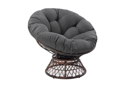 Shangri-La Papasan Swivel Wicker Chair (Grey)