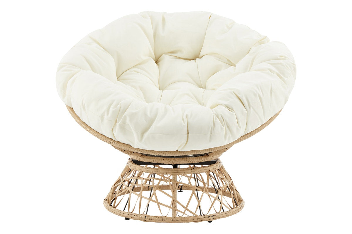 Shangri-La Papasan Swivel Wicker Chair (Beige)