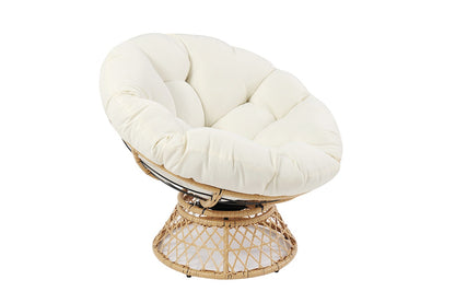 Shangri-La Papasan Swivel Wicker Chair (Beige)