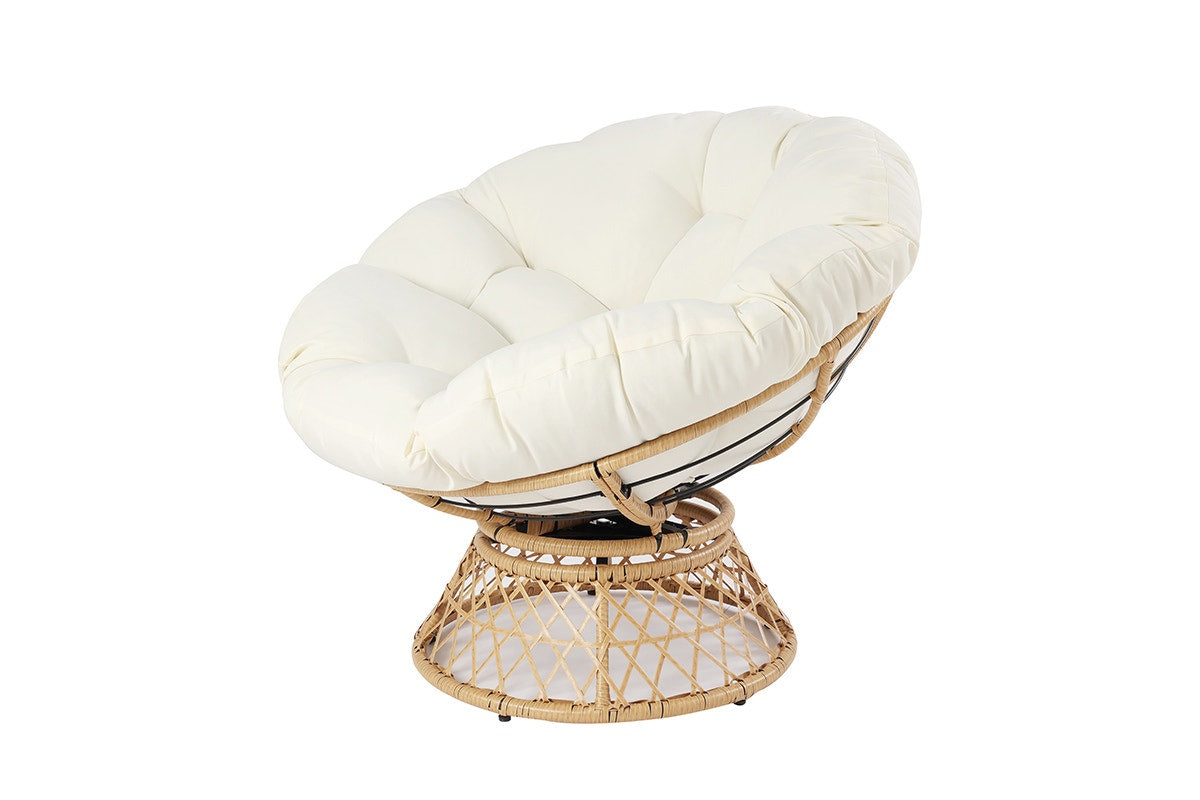 Shangri-La Papasan Swivel Wicker Chair (Beige)