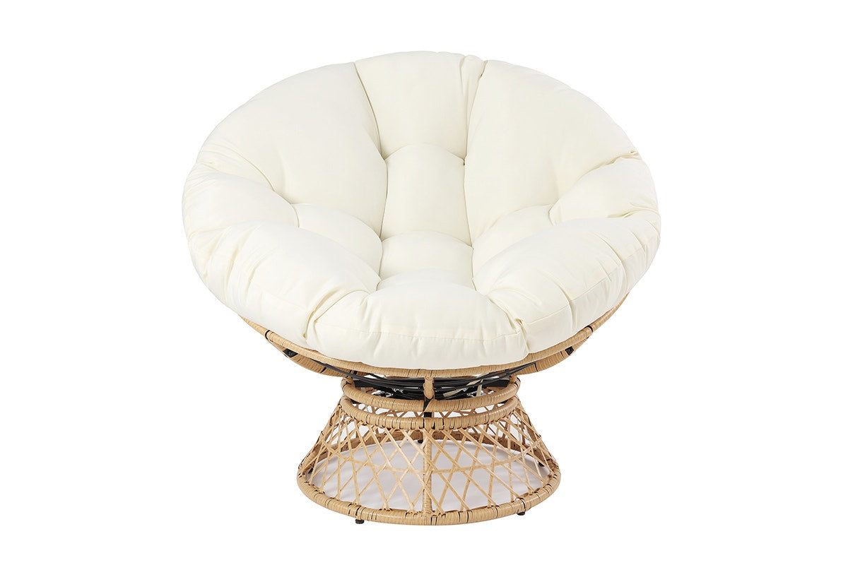 Shangri-La Papasan Swivel Wicker Chair (Beige)