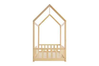 Shangri-La Luther Kids' House Bed Frame (Natural, Single)