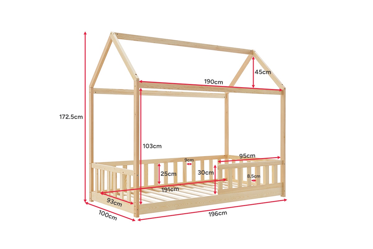 Shangri-La Luther Kids' House Bed Frame (Natural, Single)