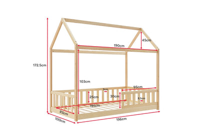 Shangri-La Luther Kids' House Bed Frame (Natural, Single)
