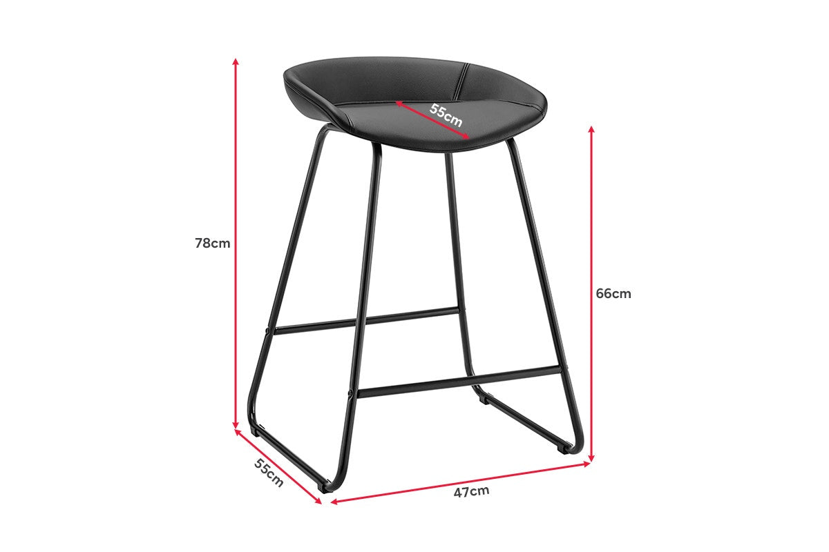 Set of 2 Shangri-La Valencia Faux Leather Counter Stools (Black/Black)
