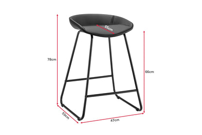 Set of 2 Shangri-La Valencia Faux Leather Counter Stools (Black/Black)